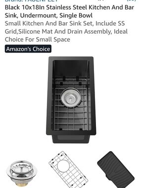 Black Undermount Stainless Steel Single Bowl Sink with Grid & Mat